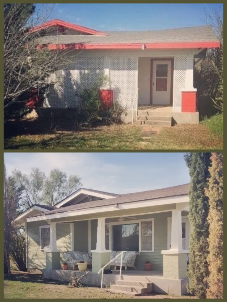 a collection of photos of an old house renovation project. Before and after.