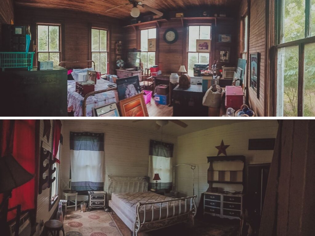 a collage of pictures of old farmhouse bedrooms