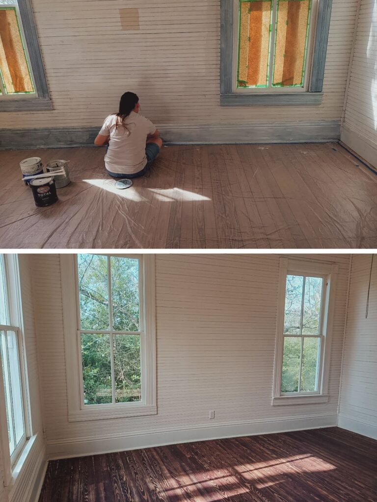 Interior renovations. Cleaning, repairing, oiling and painting the interior of our old farmhouse.