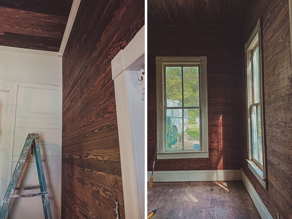 Interior renovations. Cleaning, repairing, oiling and painting the interior of our old farmhouse.