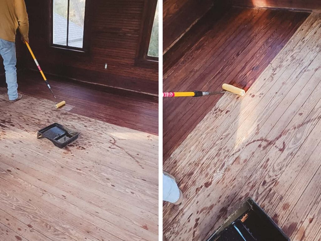 Tung oil fish on Old wood floors.