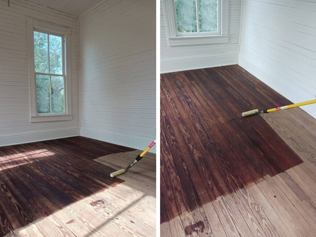 Tung oil finish on old wood floors.