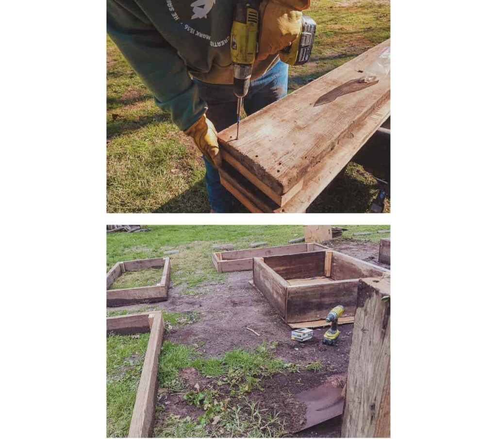 Planning a kitchen garden, building rustic wooden raised beds